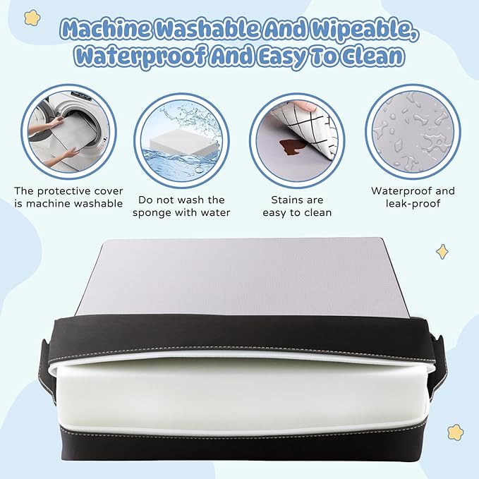 Booster Seat for Kitchen Chair, Toddler Booster Seat for Dining Table with Backrest and Safety Buckles, Portable Non-Slip Bottom Toddler Booster seat for Table