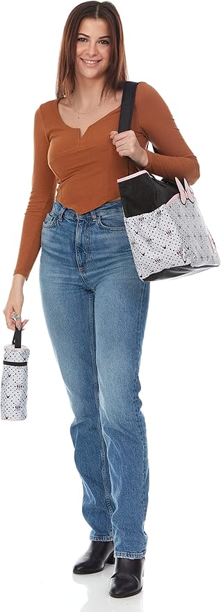 Disney Cudlie Diaper Tote Bag for Moms | Large Spacious Travel Diaper Tote for Baby Boy and Girl | 17-Inches Wide Multi-Functional Baby Bag with Cute Patterns