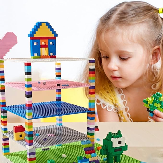 1100 Pieces Building Blocks, Compatible with All Major Brands, Classic Bulk Blocks, Includes Wheels, Door, Window, Street Lights