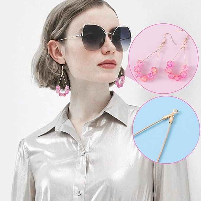 Pndeyo 700pcs Hypoallergenic Hoop Earrings Making Kit, Mix Size Earring Beading Hooks for Women, Spring Earring Wire Hooks Pads Accessories for DIY Jewelry Making- Gold