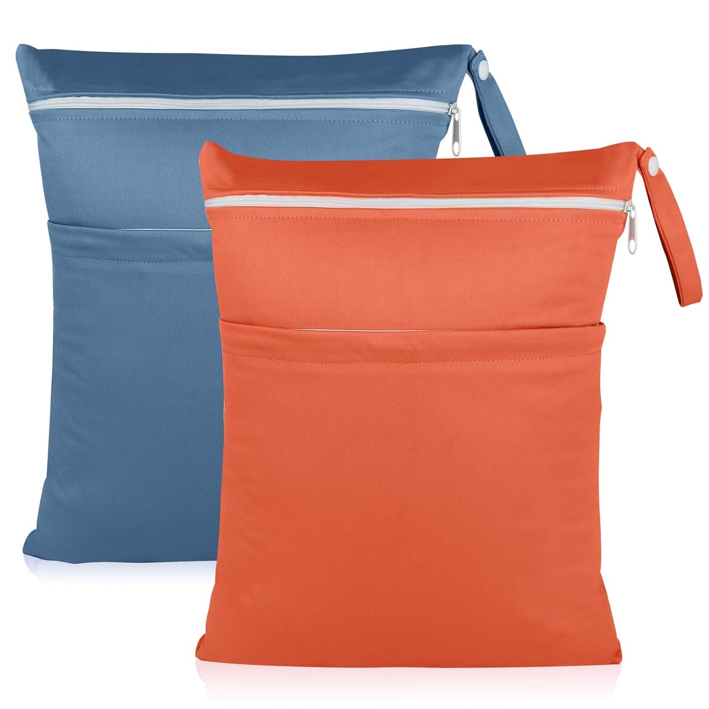 Angel Love Wet Bags, 2 Pack Baby Cloth Diaper Wet/Dry Bags with Two Zippered Pockets, Travel, Beach, Pool, Gym Bag for Swimsuits or Wet Clothes, Waterproof Washable Reusable, L214215