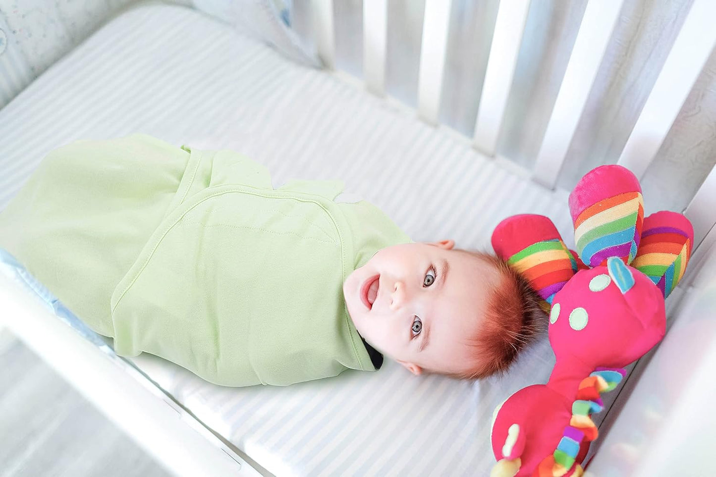 Bublo Baby Swaddles for Newborns – 3-Pack Infant Swaddles 0-3 Months – Adjustable Swaddle Sleep Sack – Soft Organic Cotton Baby Wrap for Safe & Cozy Sleep (Light Blue-Lime)