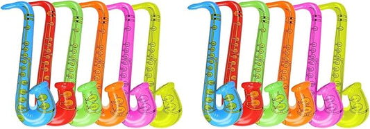DECORA 27.5“ Inflatable Saxophones Assorted Colors 6pcs for Kids Party Favors (Pack of 2)