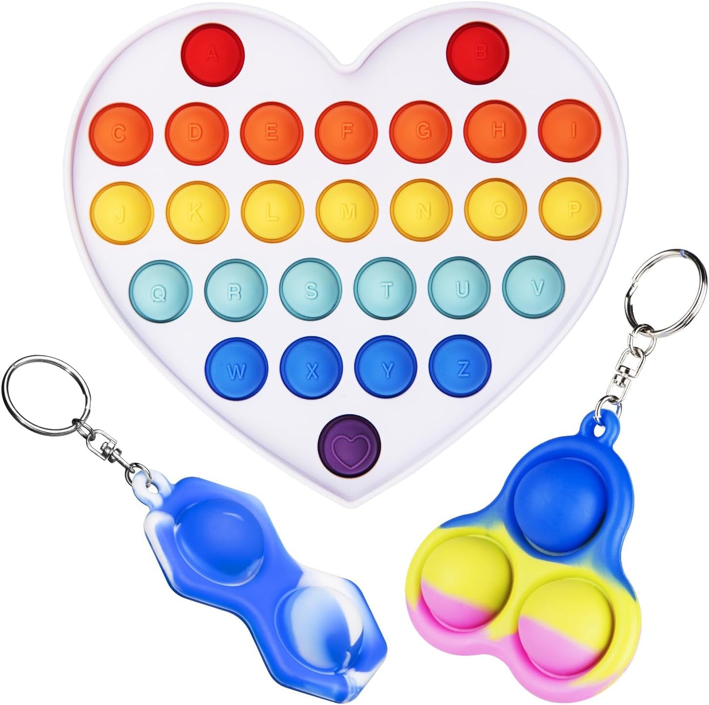 Simple Fidget Pop Toys - Portable, Calming Sensory Hand Toys for Fun & Stress Relief - Soft & Flexible Silicone Materials Keychain - Durable Poppers for Kids & Adults