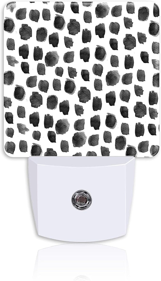 Plug Night Light,Black Polka Dots Night Light Lamp Auto Sensor Energy Efficient Dusk to Dawn Lights for Girls Boys Women Room Decor,Hallway,Kitchen,Bathroom,Nursery,Stairs