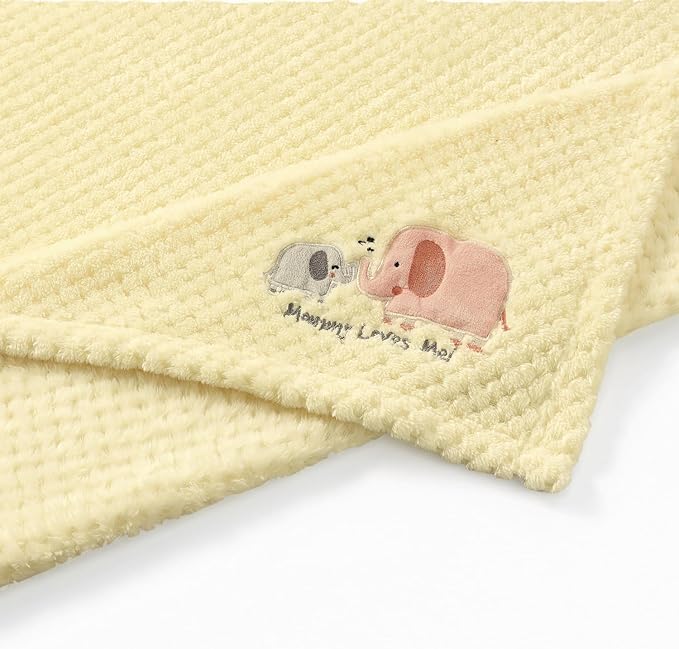 CREVENT 30''X40'' Cute Cozy Fluffy Warm Baby Blanket for Girls Infants Toddlers' Bedding Crib Cot Stroller, Baby Shower Birthday Newborn's Gift - Ivory Elephant 75X100cm