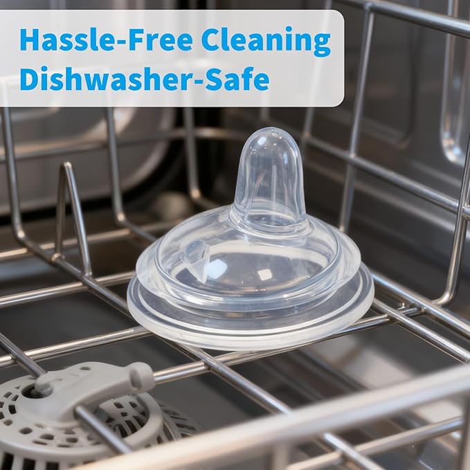 6 Pack Replacement Spouts Compatible with Nuby, Soft Silicone Spout, Transition Spout for Sippy Cups, Non-Leak Nipples Replacement, Easy to Clean, Easy Transition from Bottle to Cup, 6m+