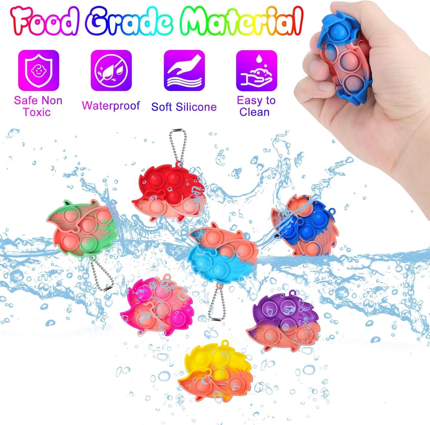 Pop Fidget Toys Its Party Favors for Kids 4-8 8-12, 20PCS Hedgehog Toy Mini Pop Keychain It Fidget Toy Bulk Fidgets for Classroom Prizes for Kids Birthday Goodie Bag Stuffers Autism Sensory Toys Packs