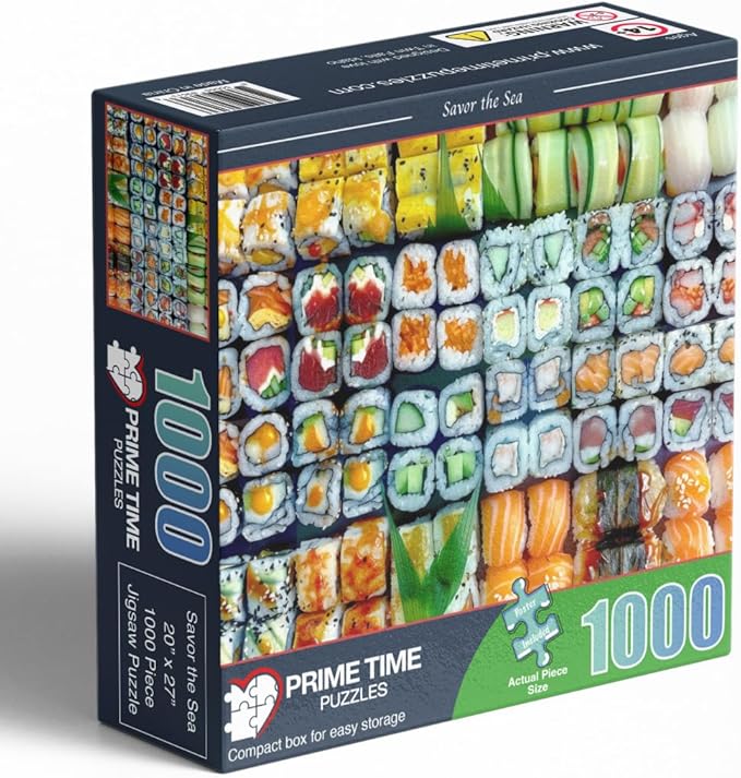 1000 Piece Collage Jigsaw Puzzle for Adults - Sushi Rolls Gourmet Food - Challenging Hard Puzzle Perfect for Game Nights - 20x27 inches (Savor The Sea)