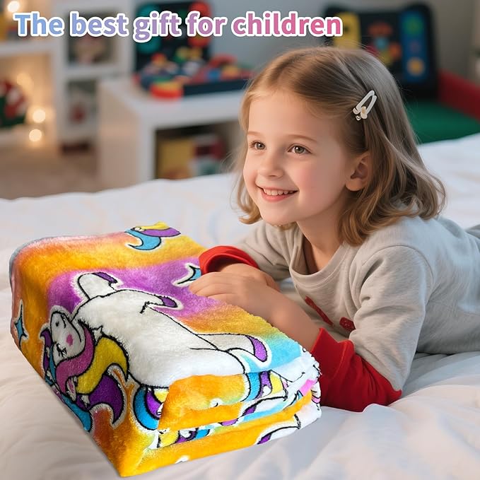 Unicorn Glow in The Dark Blanket, Unicorn Blanket for Girls/Kids, Unicorns Gifts for Girls Age 3-12, Toddler Blanket for Kids, Soft Fleece Blanket Throw Birthday Gift 50"x60"