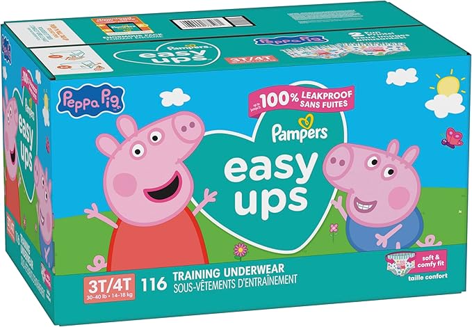 Pampers Training Pants - Easy Ups Girls & Boys - Size 3T-4T, 116 Count, Peppa Pig Potty Underwear (Packaging May Vary)