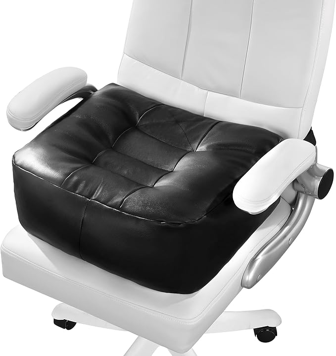 HOMBYS Extra Thick Chair Cushions for Office,6 in Breathable Adult Booster Seat for Car,Waterproof Car Seat Cushion to Raise Seat Height,PU Leather Desk Chair Cushion for Long Sitting