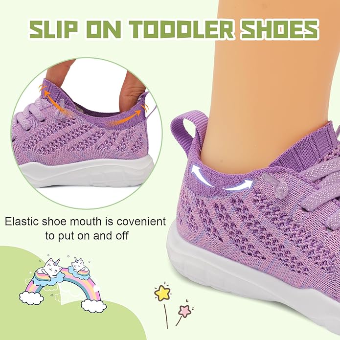 JIASUQI Toddler Shoes for Boys Girls Slip on Sneakers Wide Toe Walking Shoes Toddler Sock Shoes