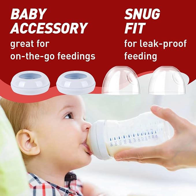 2-Pack Baby Bottle Rings and Caps for Philips Avent Natural Bottles, Replacement Screw Ring Collars, Baby Bottle Nipple Rings for Avent Natural Plastic and Glass Bottles