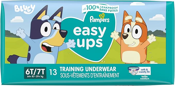 Pampers Training Pants - Easy Ups Boys & Girls Bluey - Size 6T-7T, 13 Count, Children's Potty Underwear