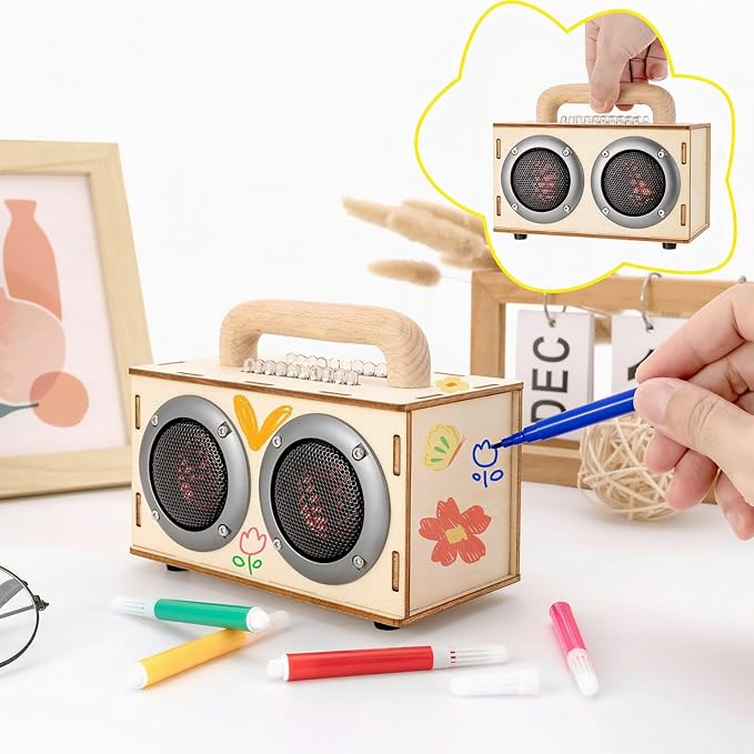 DIY Bluetooth Speaker Kit, STEM Projects for Kids & Adults Age 8-12, Build Portable Speaker with LED Light, Science Experiment Electronics Set, Birthday Gifts for Boys & Girls