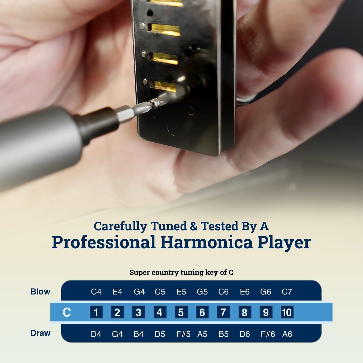 Harmo Polar Diatonic Harmonica Key of Eb, Super Country Tuned - Ideal for Bluegrass, Jazz, and Celtic Music, Mouth Organ With Case, Harmonica for Adults, Beginners & Professionals