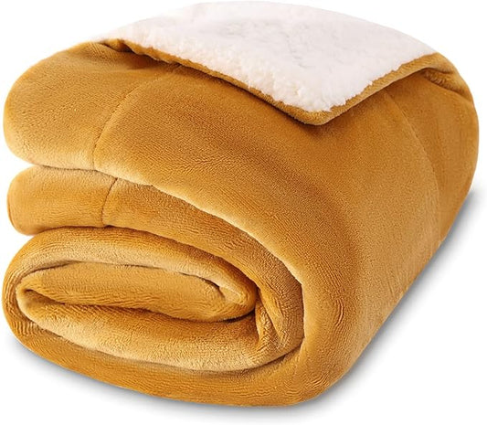 NANPIPER Baby Sherpa Blanket,Warm Toddler Throw Blanket,Soft Newborn Fleece Blanket for Winter(Ginger Yellow,30x40 inches)