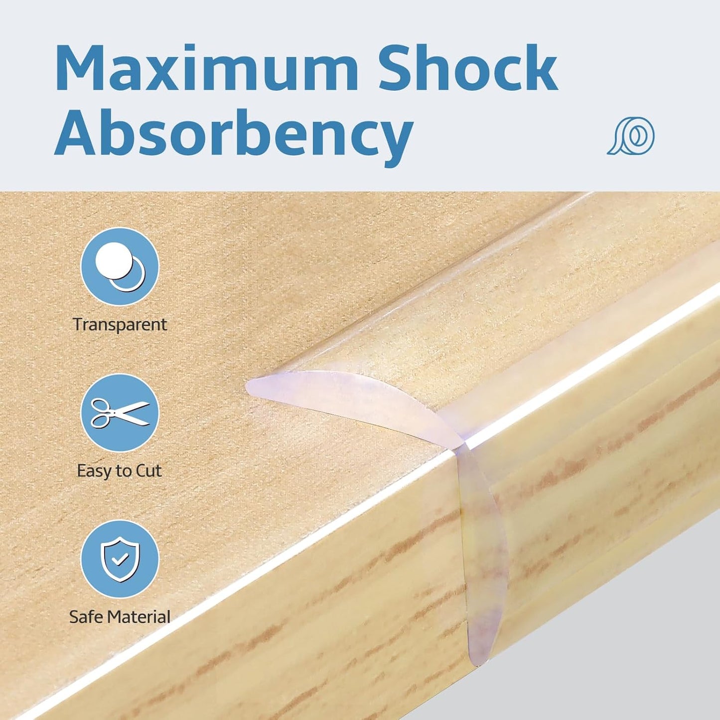 Edge Corner Protector Baby Proofing 18ft (5.5M) with 8 Corners, Clear Soft Corner Protectors Baby Proof, Furniture Corner Guard & Edge Safety, Edge Protector for Table and Fireplace