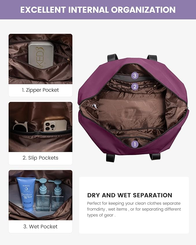 LOVEVOOK Weekender Bag, Large Travel Duffel Bag for Women with 2 Packing Cubes, Carry on Overnight Bag with Shoe Compartment, Mom Hospital Bags for Labor and Delivery