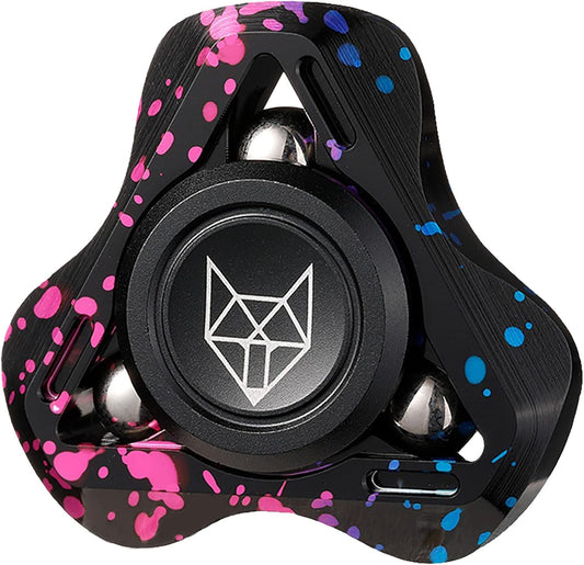 FREELOVE Metal Fidget Spinner for Adults, Upgraded Fox, Stainless Steel Fidget Toys, High Spin Long Spinning Finger Gyro, Small Mini Fidget Block, Silent Bearings EDC for Men Anxiety Cool