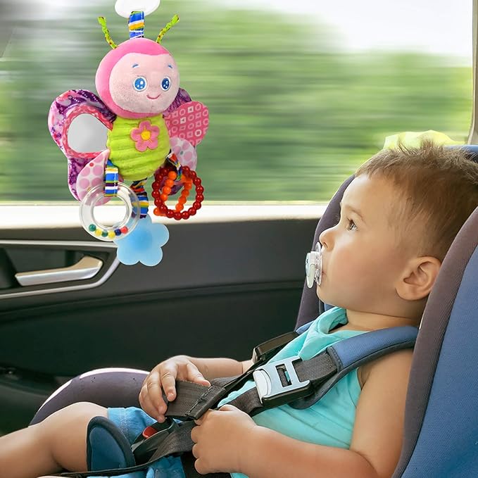 Baby Rattles Toys with Teether,Bed Bell for Toddler in pram,Gifts for Baby Aged 3 Months or More(Butterfly)