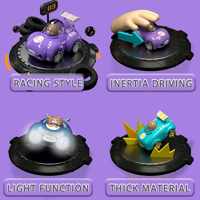 1-3 Years Old Friction Power Car Toys, Push and Go Pull Back Trucks Suitable for Toddlers 1 2 3 Year Old Kids Toys for Boys and Girls Birthday Party (Purple)