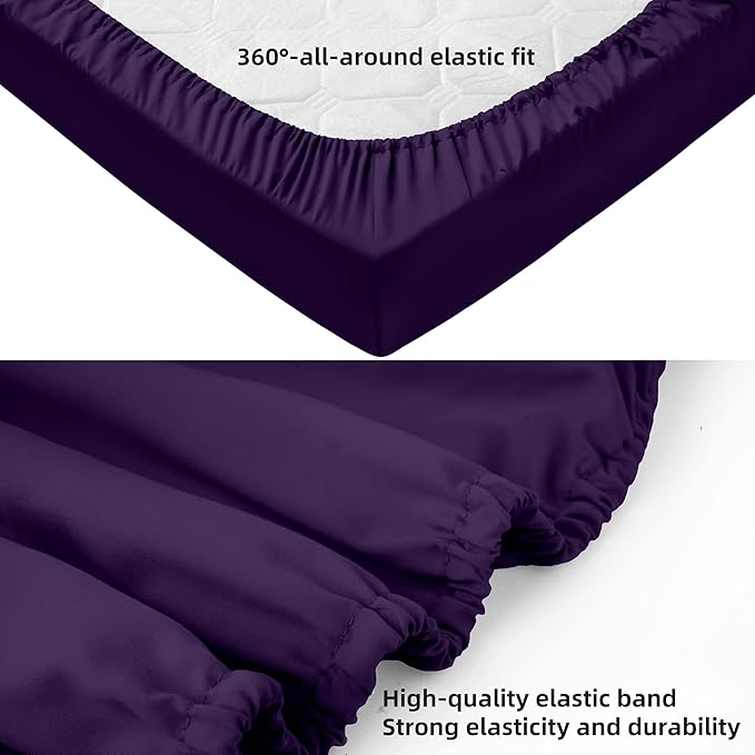HBHLFZ Crib Sheets for Boys, Girls, 28x52 Inch Fitted Crib Sheet - 8 Inch Deep Pocketed Fixed Sheet - Soft and Comfortable Microfibre - Fits Standard cot and Toddler mattresses, Purple
