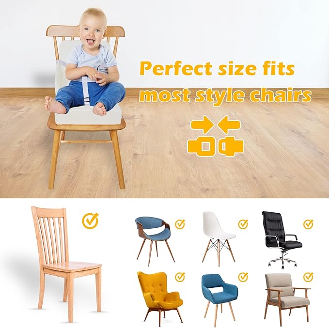 Toddler Booster Seat for Dining Table, Booster Seat for Table, 12.6x3.34 Inch Portable High Chair for Travel, HOSEASCA Compact Lightweight Travel Booster Seat with Adjustable Straps for Baby(Beige)