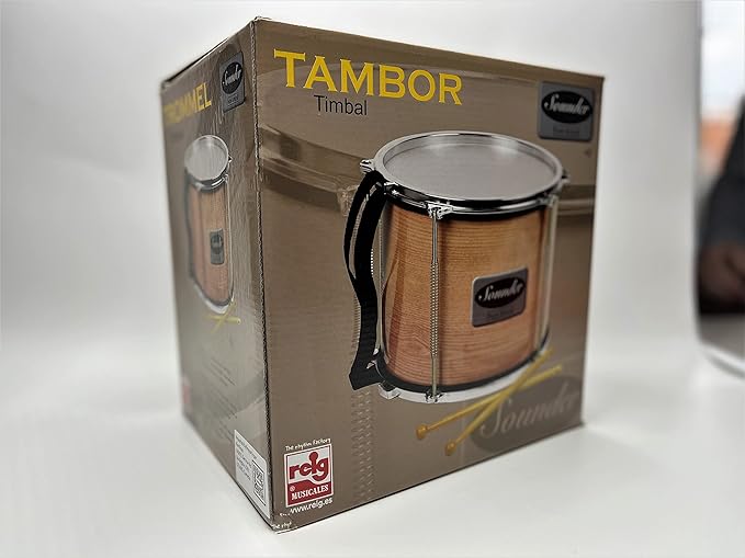 Tap-Along Sounder Timbal Drum with Double Sided Batter Head Toy Tambourine Drum for Kids, Musical Instrument for Children 12 Months and Up Realistic Look with 2 Drum Sticks 10X10X8