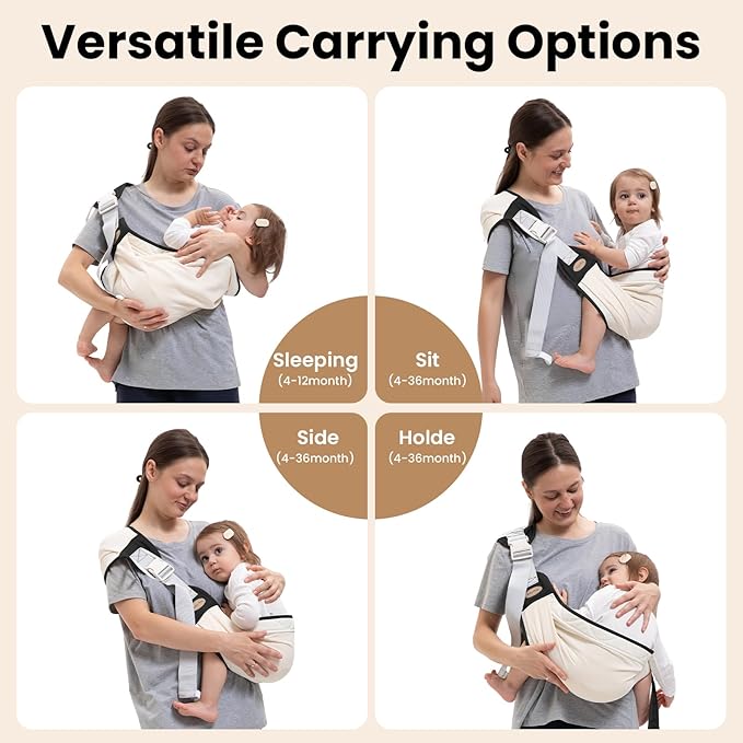 Baby Carrier Newborn to Toddler, Baby Sling Carrier, Toddler Carrier 25-60 lbs with Adjustable Straps, Soft Padded Edges, Lightweight and Travel-Friendly Newborn Baby Carrier