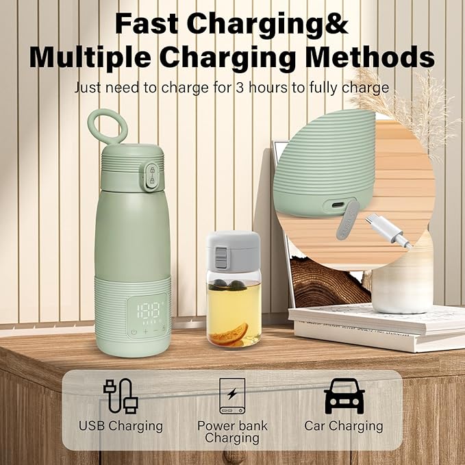 Portable Bottle Warmer for Travel 12 oz Portable Bottle Breast Milk and Water Warmer Fast Precision HeatingSafe Temp Control Adjustable for New Parents