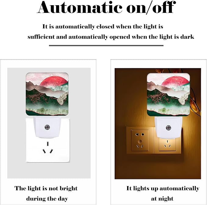 Abstract Mountains Night Light,Plug Into Wall Decor for Stairway,Hallway,Kitchen,Dusk to Dawn Sensor Nightlights for Boys/Girls/Women/Men Room Gifts