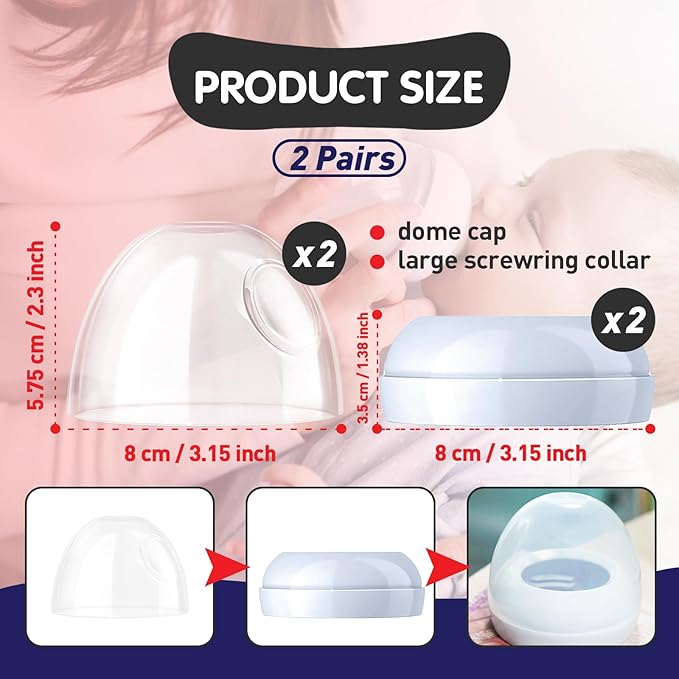 Baby Bottle Caps Replacements - Dome Caps Collar Accessories for Philips Avent Bottles, Nipple Rings for Philips Avent Natural Bottles - 2-Pack Baby Bottle Rings and Caps Kit