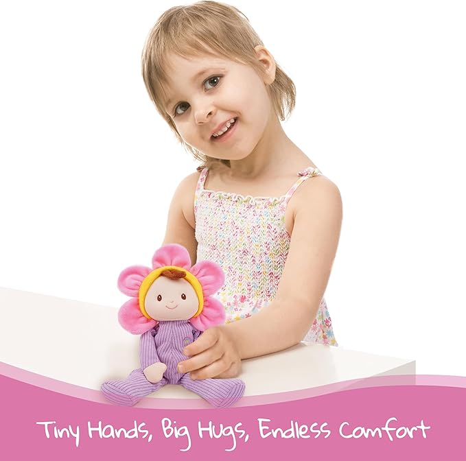 June Garden My First Doll Florie Blossom – 10" Soft Plush Doll – Baby Safe Infant Cuddle Toy – Newborn Purple Corduroy – 0+ Months