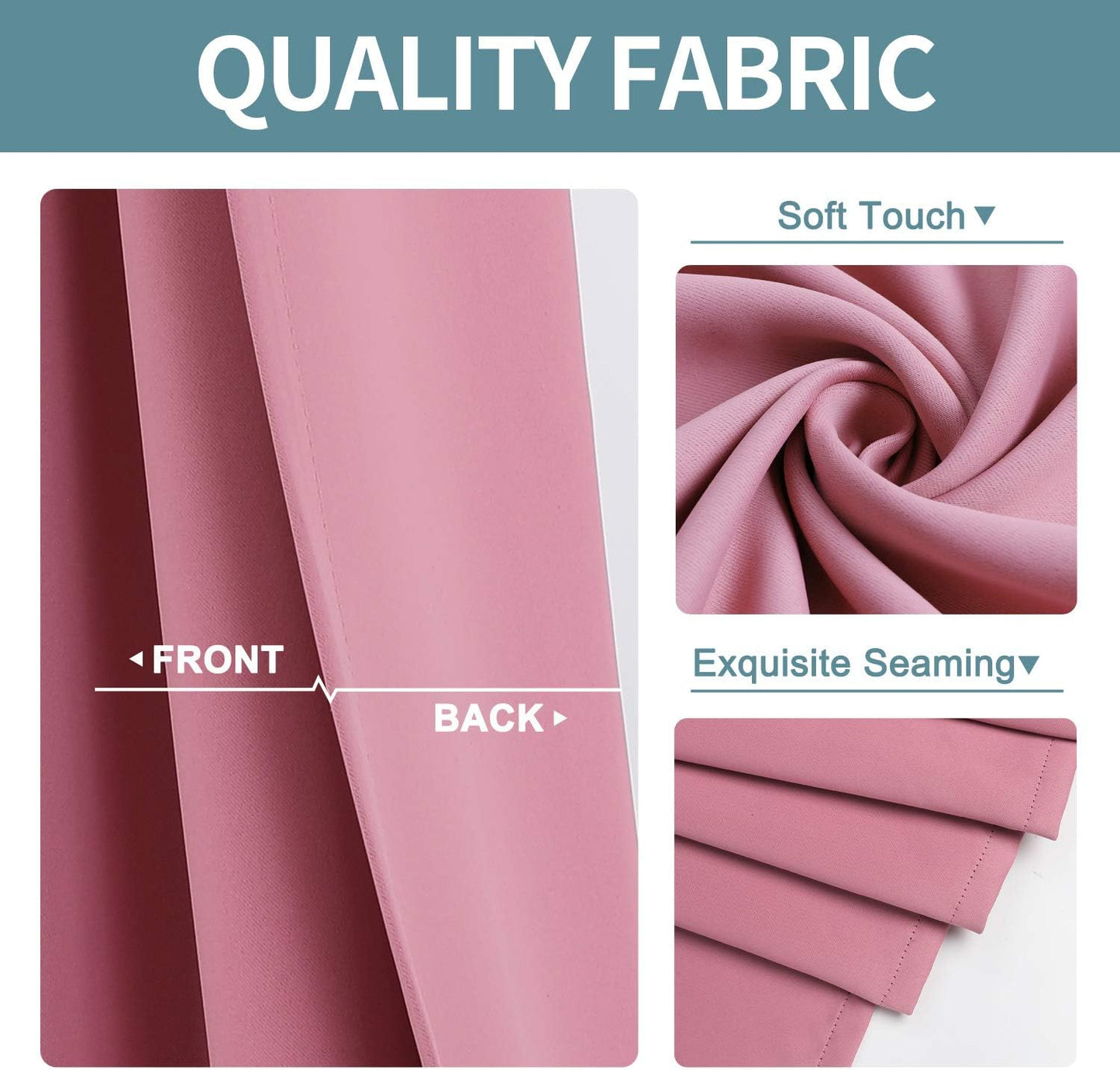 ChrisDowa Grommet Room Darkening Curtains for Bedroom and Living Room - 2 Panels Set Thermal Insulated Blackout Curtains (Pink, 42W x 84L )