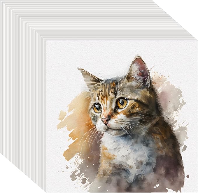 100PCS 4x4 Watercolor Paper Bulk, 140lb/300g Cold Press Thick Water Color Paper Pad for Kid Child Adult, White Art Paper for Drawing Painting Markers Gouache, Textured Cotton Paper Sheets