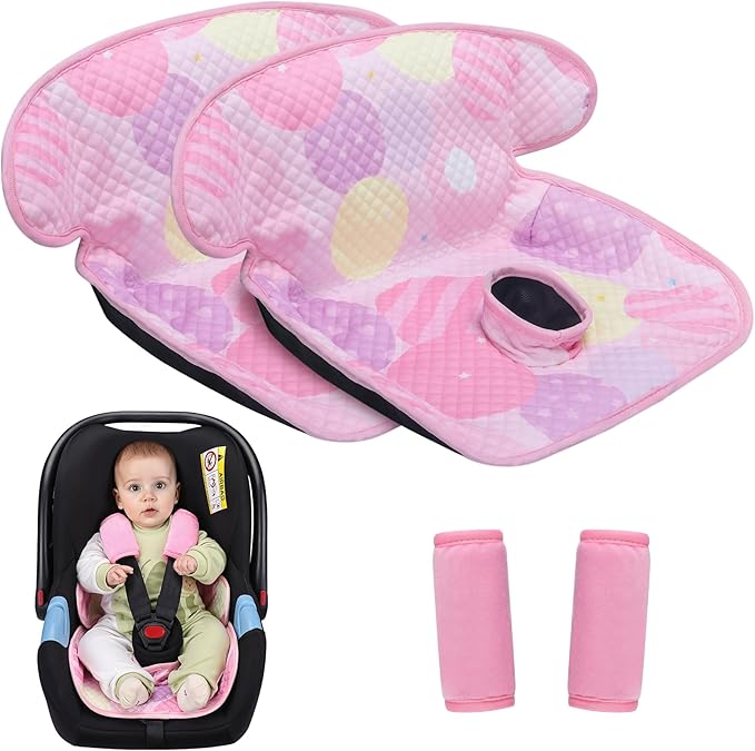 COOLBEBE Piddle Pads Car Seat Protector for Potty Training, 2 Pack Dry Waterproof Car Seat Liner Toilet Training & Strap Covers for Baby Infant, Baby Car Seat Pad Cover for Strollers, Carseat (Pink)