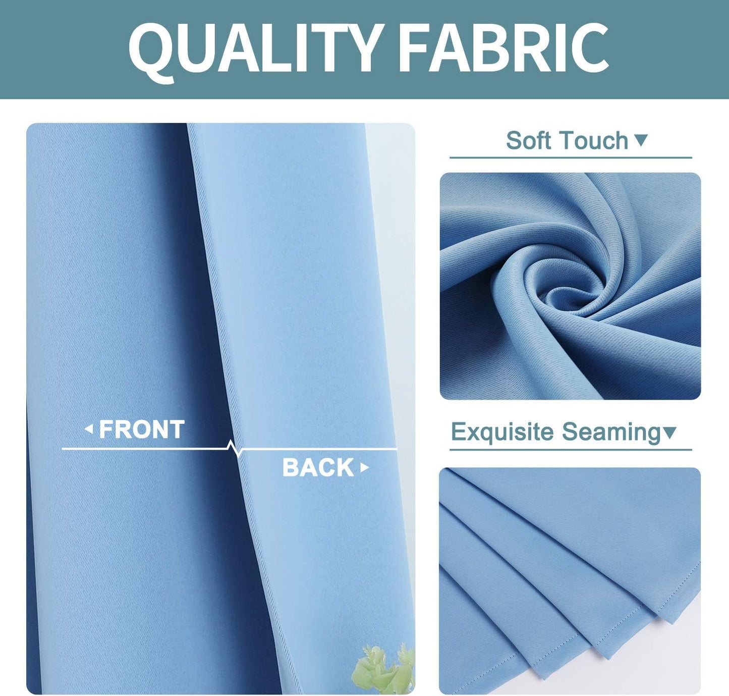 ChrisDowa Grommet Room Darkening Curtains for Bedroom and Living Room - 2 Panels Set Thermal Insulated Blackout Curtains (Sky Blue, 52W x 45L)