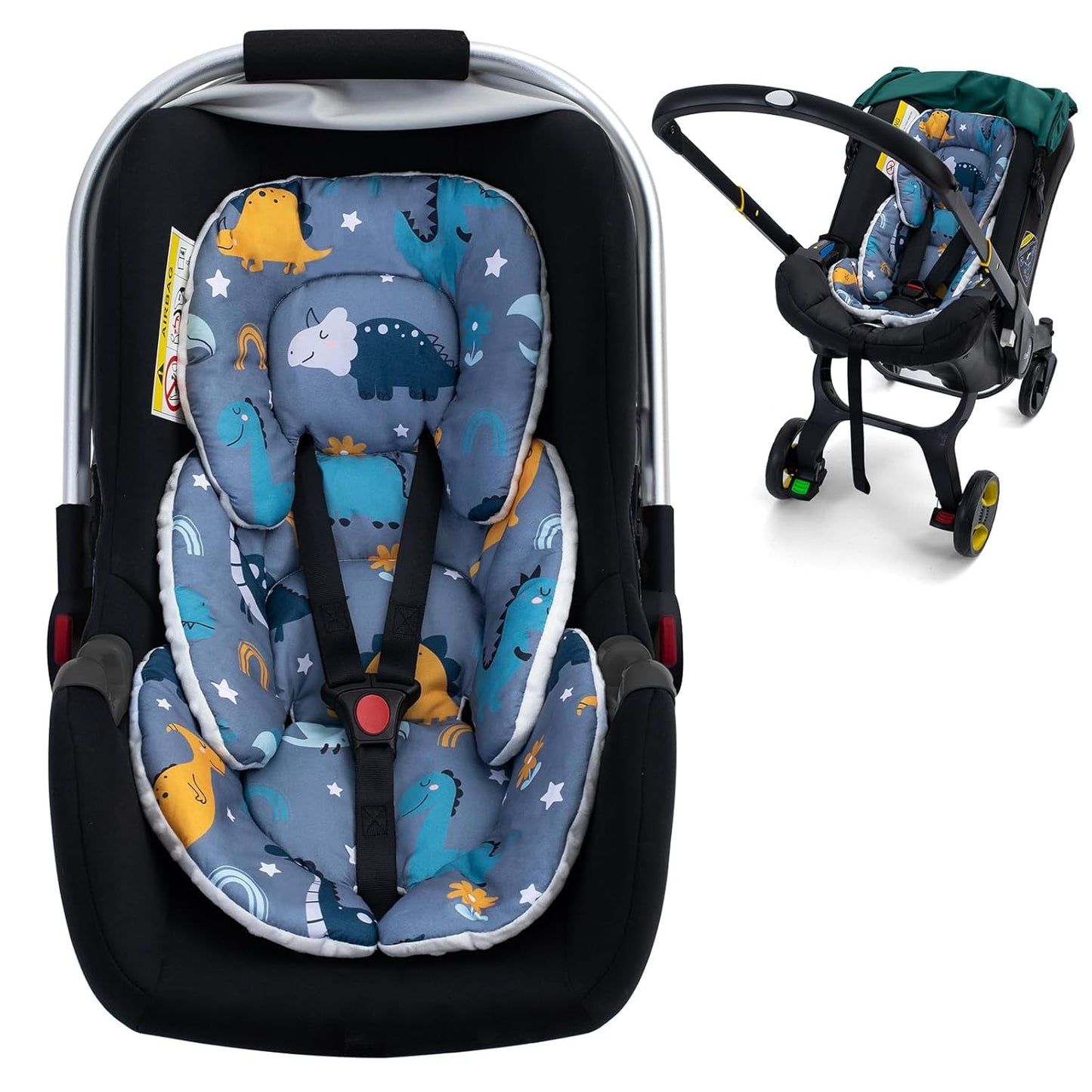 2 in 1 Infant Insert for Carseat, Newborn Car Seat Insert with 3D Mink Dot, Soft Baby Car Seat Head Support for Boys Girls, Breathable Car Seat Cushion for Baby, Stroller Cushion for Swing, Bouncer