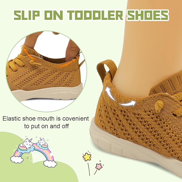 JIASUQI Toddler Shoes for Boys Girls Slip on Sneakers Wide Toe Walking Shoes Toddler Sock Shoes