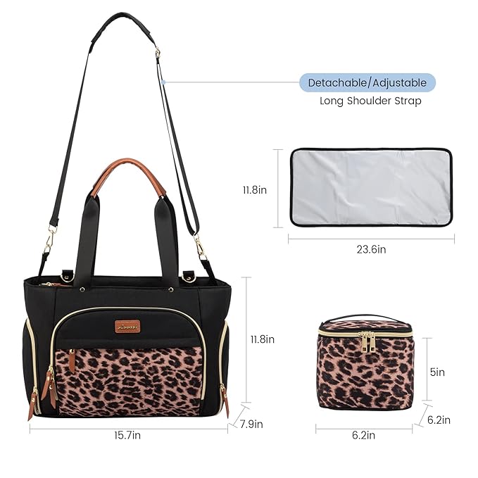 LOVEVOOK Breast Pump Bag & Diaper Tote - 3Pc Set for Breastfeeding Moms - Laptop Pocket, Cooler & Changing Pad - Fits Most Pumps