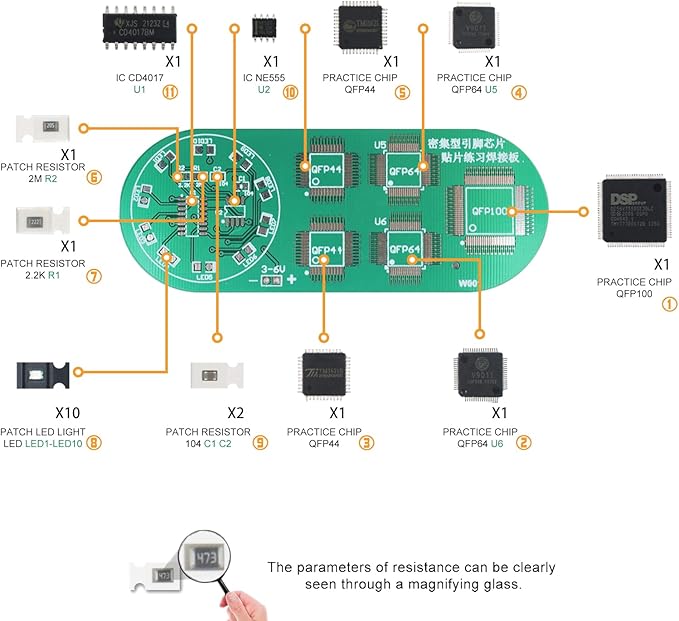 Soldering Practice Kit DIY Circular Red LED SMD Circuit Kit Learn Soldering Kit For Beginners