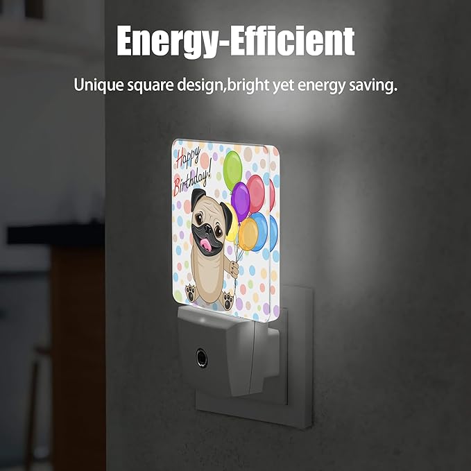 Cute Dog Night Light, Colorful Balloons Night Lights Plug into Wall Decor for Bedroom,Bathroom, Hallway, Kitchen, Dusk to Dawn Sensor Nightlights for Boys Girls Women Men Room Gifts
