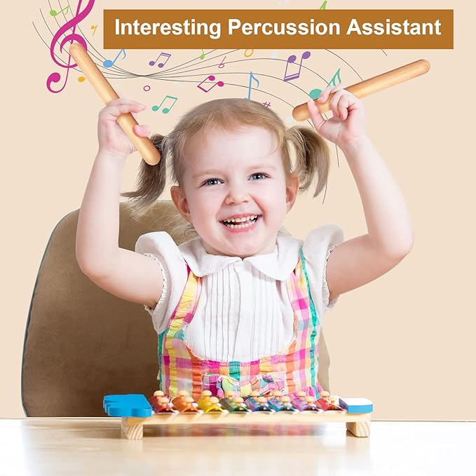 Boao 40 Pcs 8 Inch Music Rhythm Sticks for Kids Bulk, Music Lummi Sticks with Carry Bag, Classical Wood Claves Musical Percussion Instrument Drumsticks Classroom School Perform Show Set