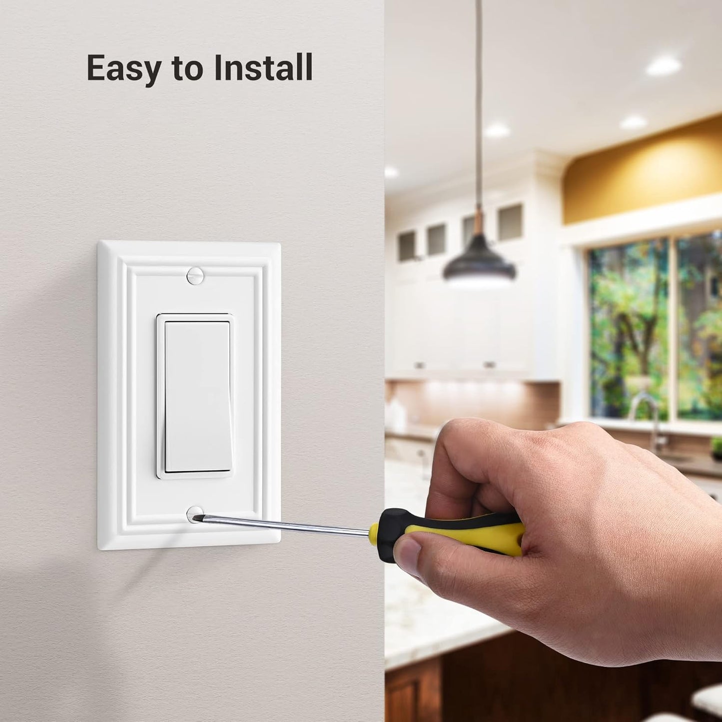 DEWENWILS Decorator Wall plates, White Finish Outlet Covers, Metal Face Plates for Electrical Outlets, GFCI, Dimmer Switch, 4-Pack