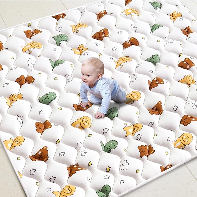 Premium Foam Baby Play Mat 79" X 59", Extra Large Soft Thicker Activity Playmats for Babies, Toddlers, Infants, Play & Tummy Time, Foldable & Machine Washable Baby Mat for Floor