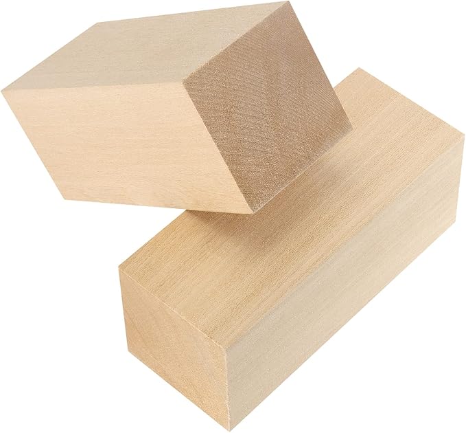 JAPCHET 12 Pieces 5 x 2 x 2 Inch Basswood Carving Blocks, Natural Carving Blocks, Unfinished Whittling Wood Blank Blocks for Crafting