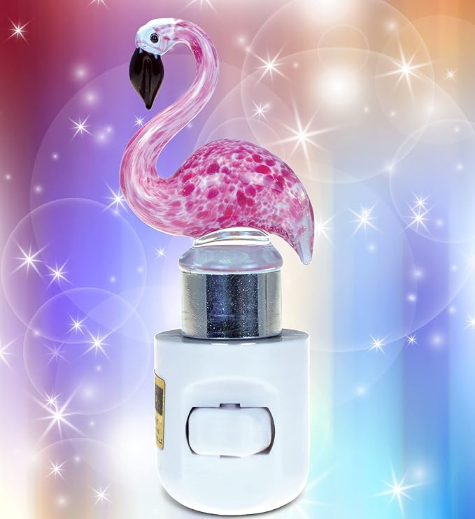 Cota Global Flamingo Night Light - Decorative Night Lights Plug Into Wall with Switch, Unique Handmade Glass LED Night Light For Kids and Adults, Light for Bedroom, Bathroom, Nursery, Hallway - 5 Inch