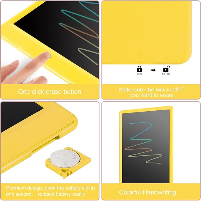 Sketch Pads for Drawing Kids, LEYAOYAO LCD Writing Tablet with Protect Bag Etch a Pads,Colourful Screen Draw Pad Draw Board,Birthday Gifts for 3 4 5 6 Year Old Girls(Yellow,10-Inch)